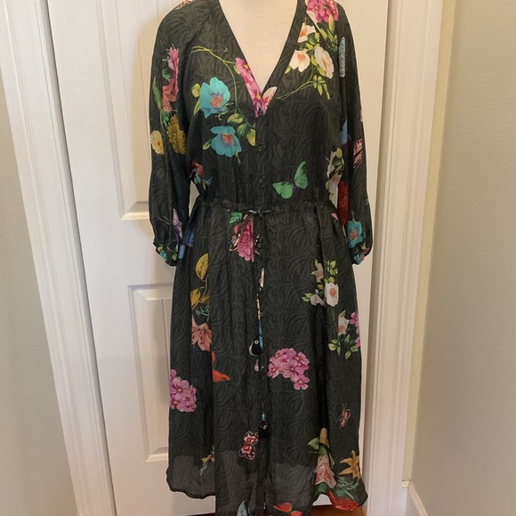 Johnny Was Multicolor Silk Dress Size L - Picture 2 of 8